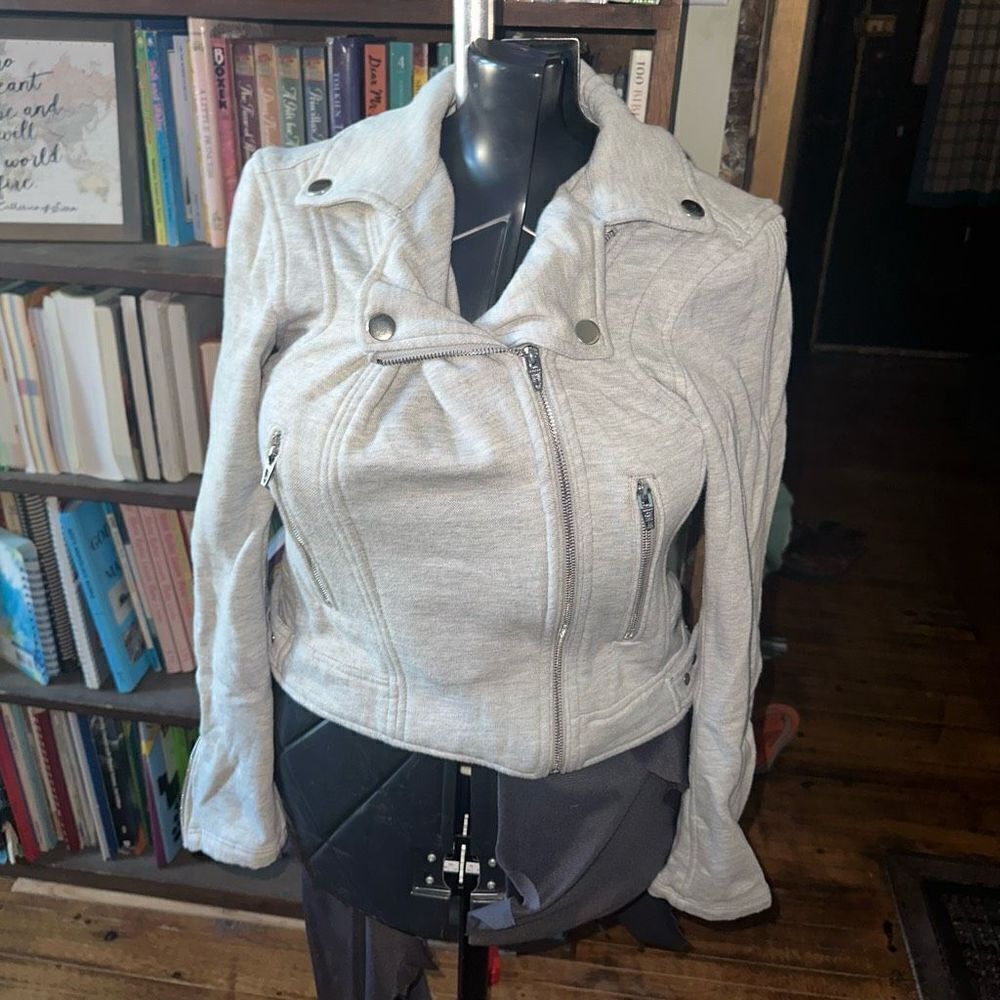 Blank NYC gray knit S moto Bikercore minimalist jacket